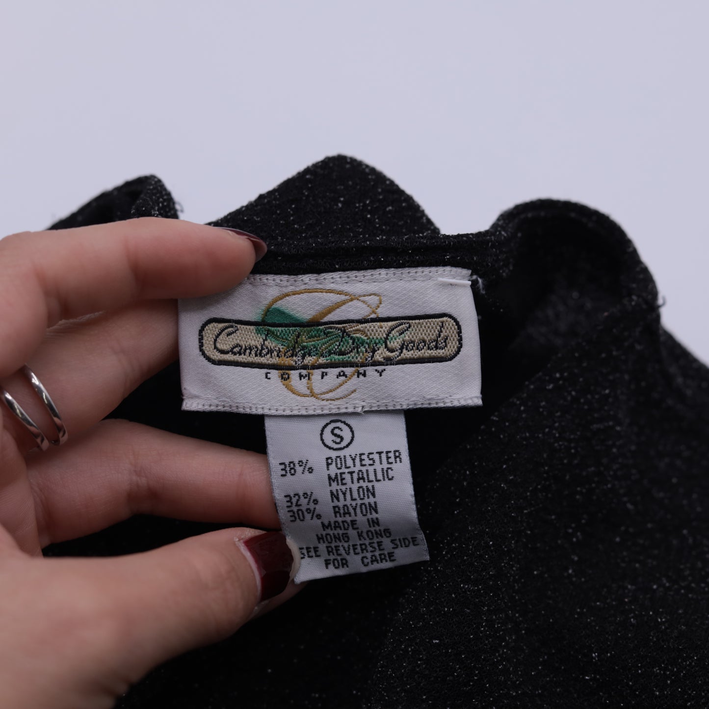 90s Metallic Black Knit Top S