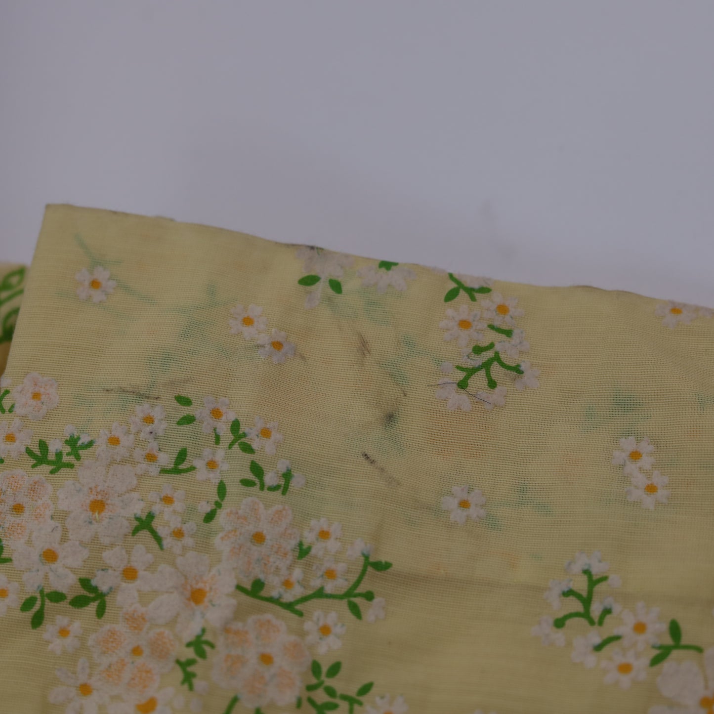 1970s Yellow Floral Prairie Dress with Lace Trim S