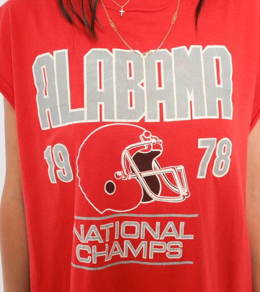 Alabama 1978 Football Tee Red Crimson Tide National Champs Muscle Shirt Cotton Varsity Graphic Sports Fan Plus Size Extra Extra Large XXL
