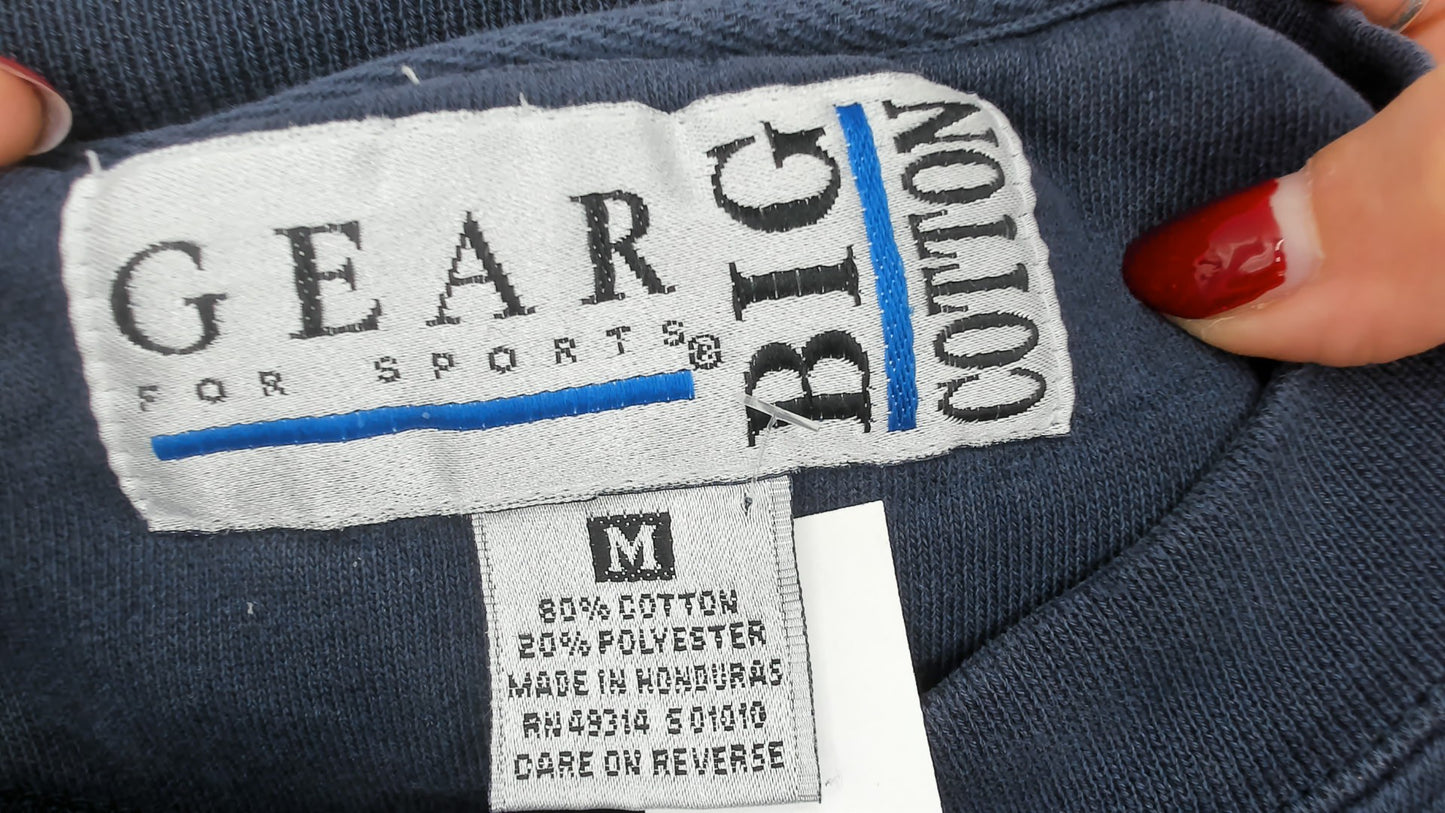 90s University Arizona Wildcats Sweatshirt Navy Blue Embroidered Cats Logo Vintage College Athletic Team Gear For Sports Collegiate Medium M