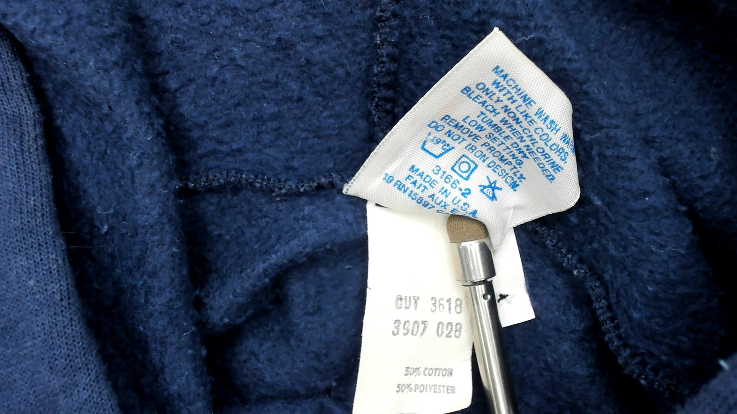 80s NFL Los Angeles Rams Hoodie Navy Blue Football Sweatshirt Vintage Athletic Pullover Kangaroo Pocket Team Official License Men's Large L