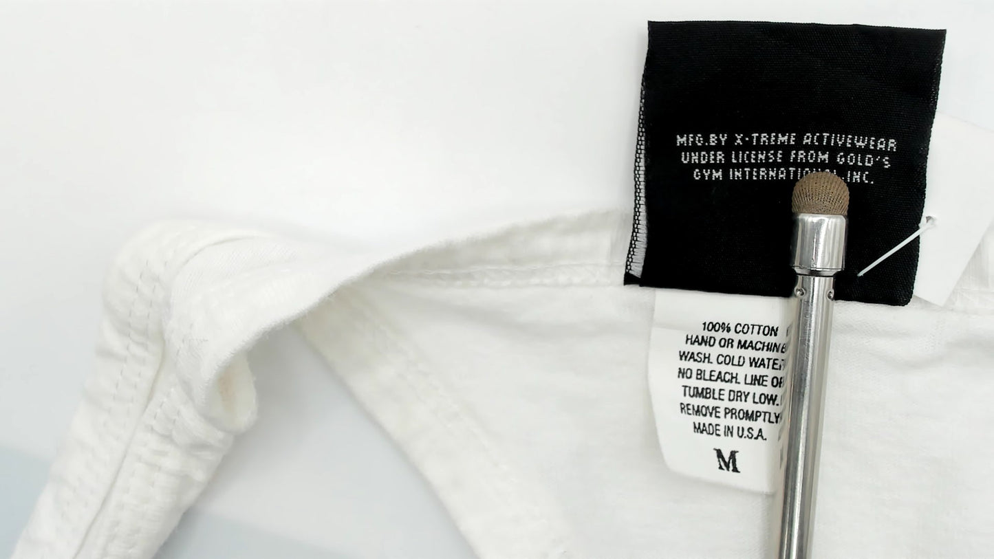 Golds Gym Tank Top 90s White Racerback Las Vegas Cotton Athletic Vintage Workout Muscle Shirt Fitness Training Gym Wear Bodybuilding Medium