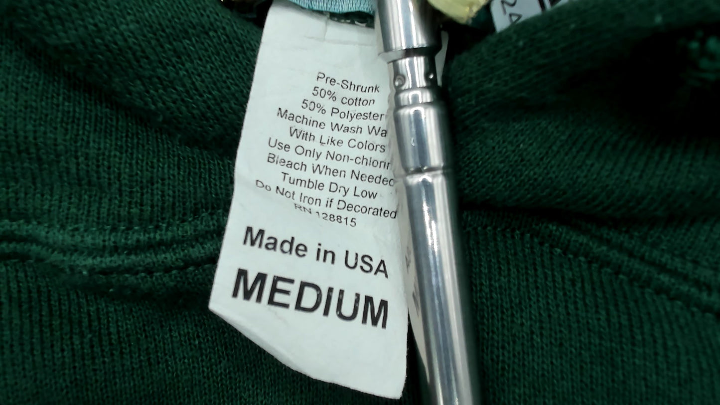 Cal Poly San Luis Obispo Hoodie 90s Green University College Sweatshirt Cotton Vintage Pullover Yellow Letters Front Pocket Drawstring California State School Medium M