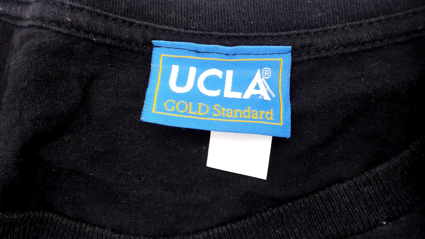Black UCLA Shirt Y2K Plus Size Blue Cotton Graphic Shirt University College 3/4 Sleeve Vintage Streetwear Collegiate Extra Extra Large XXL