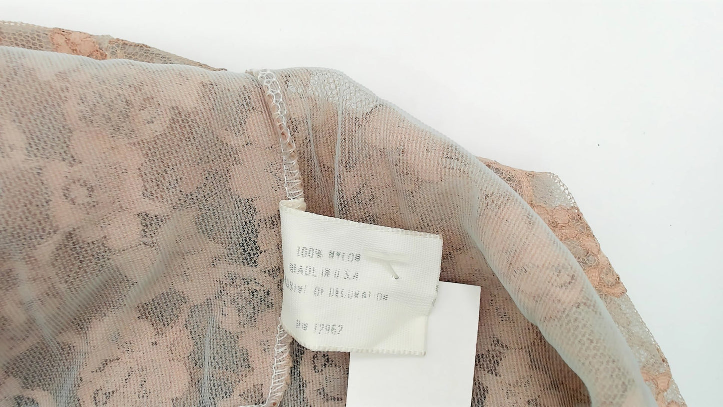 70s Sheer Nightgown Beige Lace Blue Chiffon Maxi Peignoir Empire Waist Tie Fairy Coquette Lingerie Robe Babydoll Vintage Romantic Small S