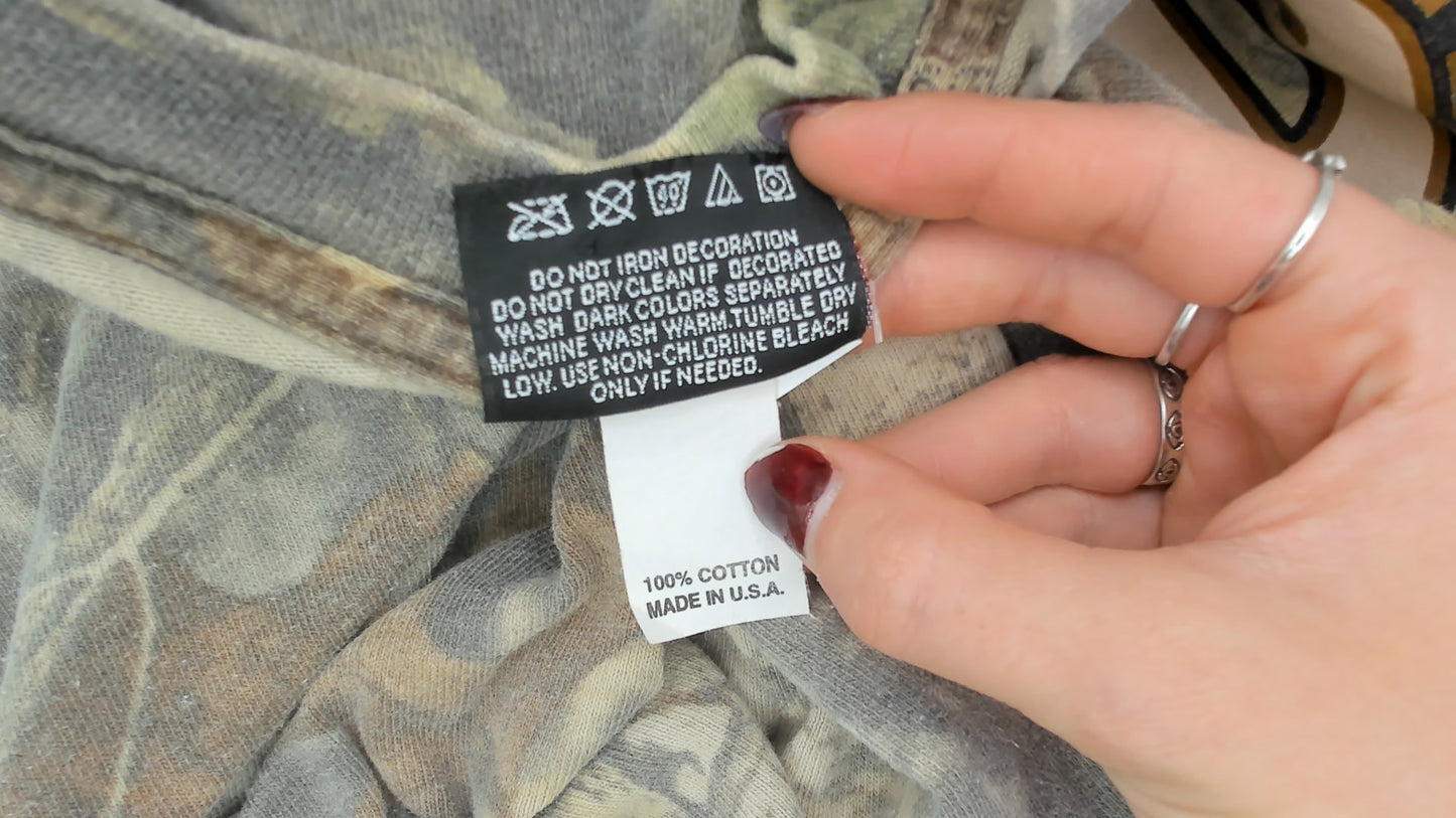 Camo Dale Earnhardt Tee NASCAR Racing 2000s Chase Realtree Leaf Cotton Hunting Woodland Motorsport Number 3 Tan Olive Shirt Extra Large XL