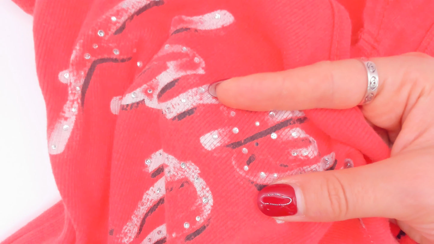 Coral Harley Davidson Tank Top 2000s Ribbed Cotton Motorcycle Biker Salmon Pink Fitted Sleeveless Shirt Y2K Sparkle Cami Small S