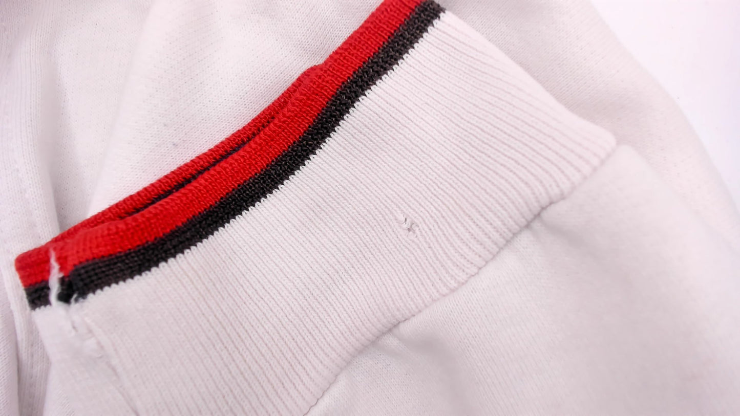 93/94 Lotto Milan Polo Sweatshirt 90s White Collared Red Trim Italian Football Soccer Sporty Long Sleeve Athletic Streetwear Top Medium M