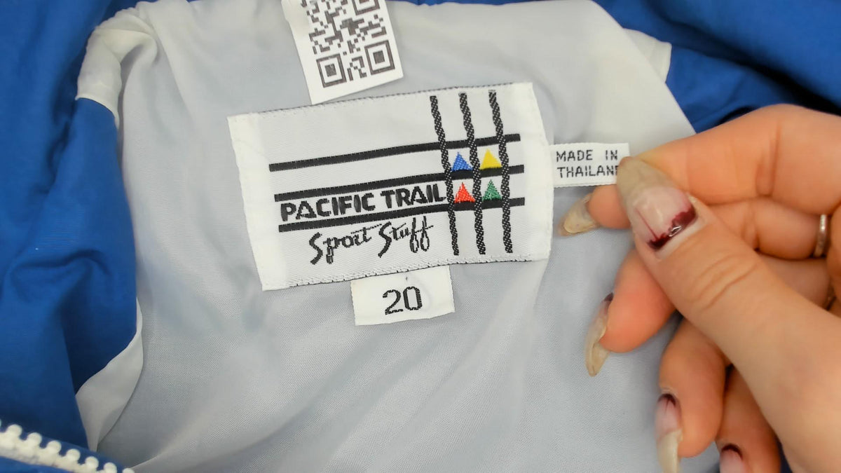 80s Pacific Trail Color Block Windbreaker Jacket Blue White Red Yellow Small