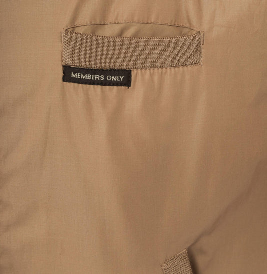 80s Members Only Tan Bomber Jacket Snap Collar Epaulettes Medium