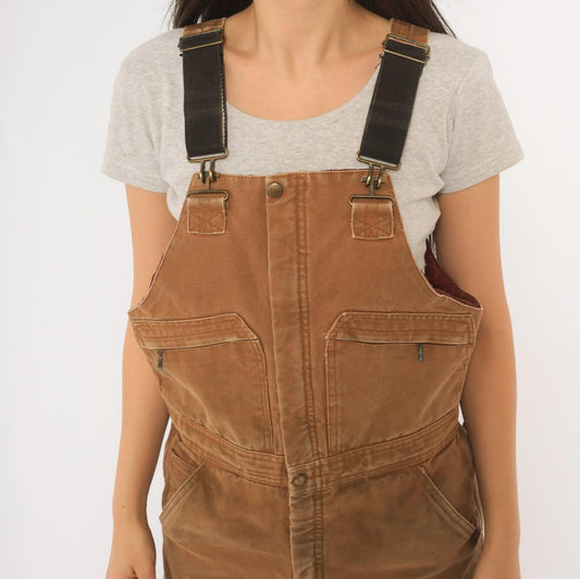 Y2K Real Ranch Tan Duck Canvas Bib Overalls Small S