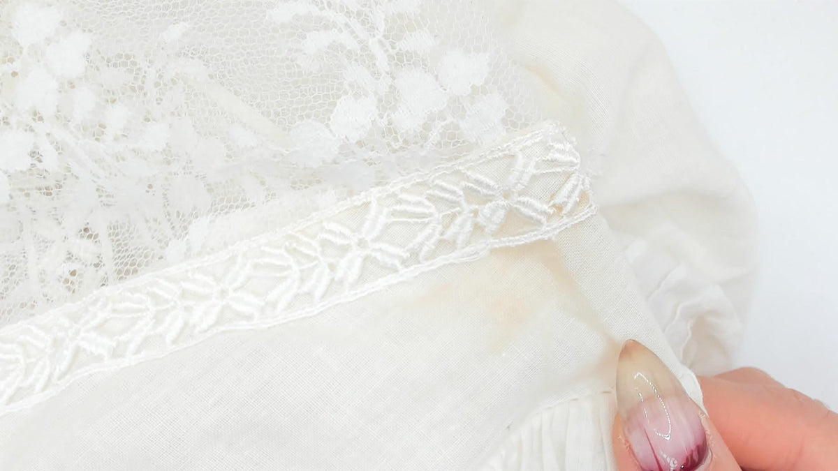 80s Scott Mcclintock White Lace Blouse Puff Sleeve Pintuck Cotton Large L