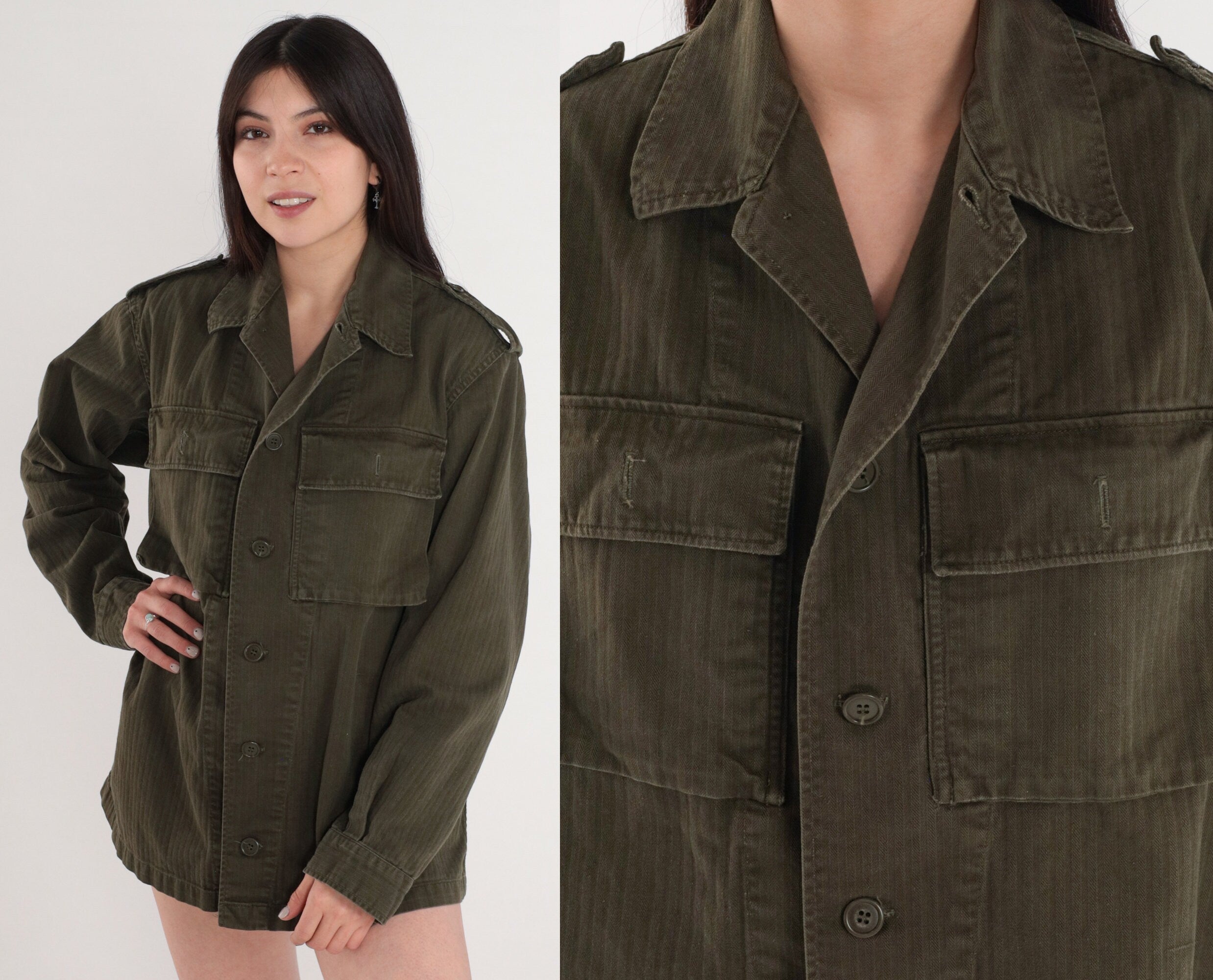 Belgian Military Shirt 70s Army Green Button Up Shirt Retro Epaulette