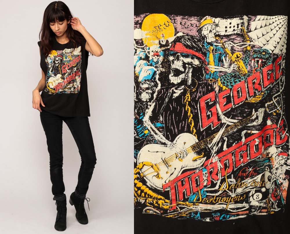 George Thorogood & The Destroyers 1989 Tour Tank Top Skeleton Graphic Medium Large