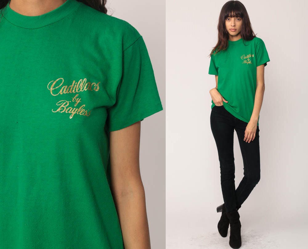 80s Cadillacs by Bayless Graphic T-Shirt Green Classic Cars Small