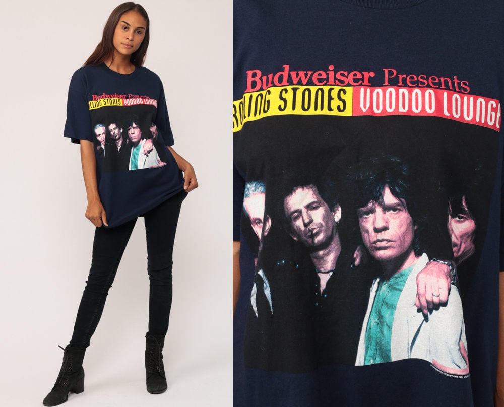 Rolling Stones Voodoo Lounge 1994 Tour Band Tee Navy Cotton Extra Large