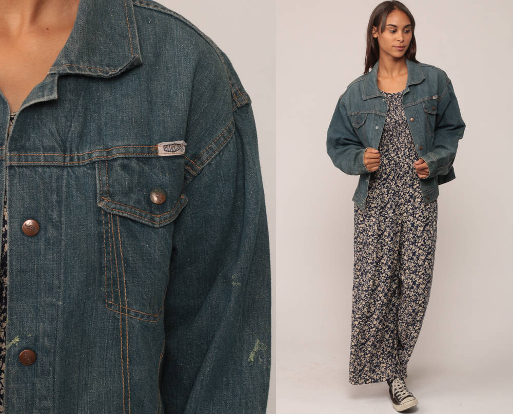60s Gauchos Denim Jacket Blue Jean Trucker Unisex Medium