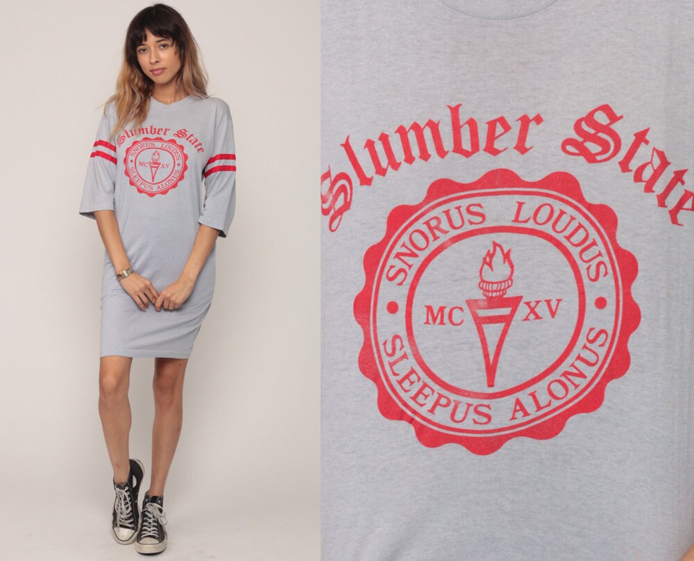 80s Slumber State Snorus Graphic Pajama Dress Nightgown Small