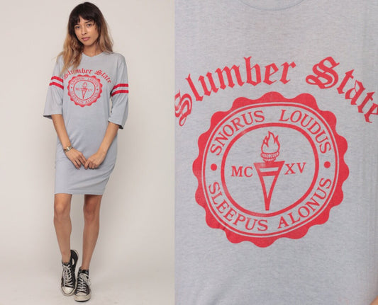 80s Slumber State Snorus Graphic Pajama Dress Nightgown Small