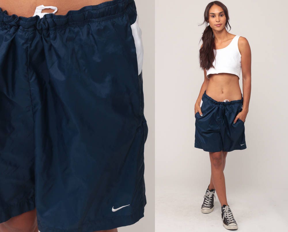 Nike 90s Basketball Shorts Navy Swoosh Spell Out Medium