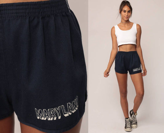 Champion Maryland Running Shorts 80s Navy High Waist Small Medium