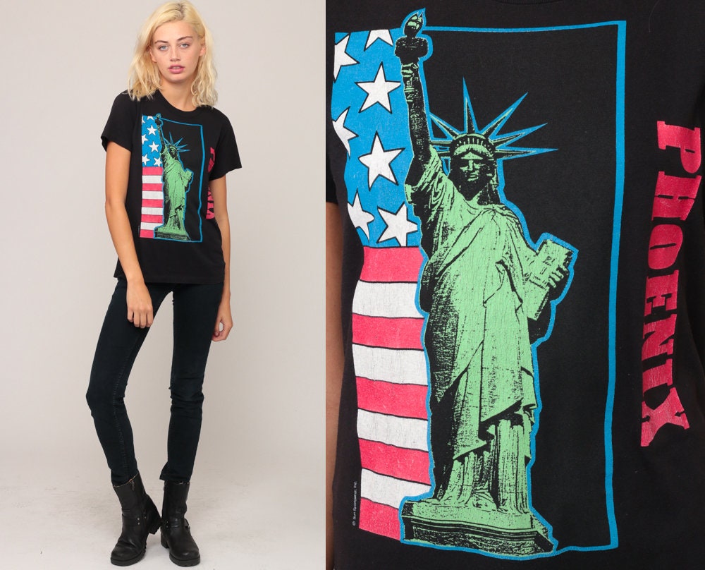 80s Statue of Liberty Phoenix Graphic T-Shirt Unisex Medium