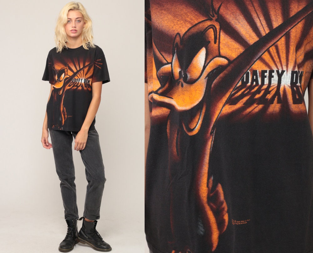 90s Daffy Duck Looney Tunes Graphic T-Shirt Unisex Cotton Medium