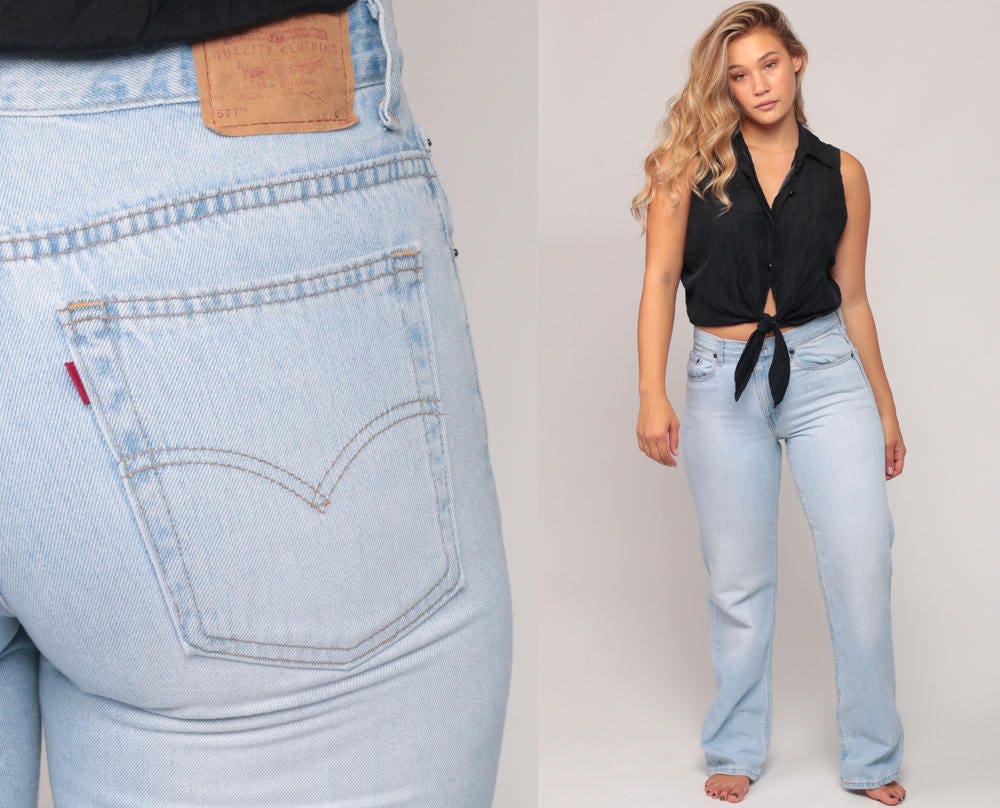 Levis 80s High Waist Straight Leg Jeans Blue Denim Medium 10