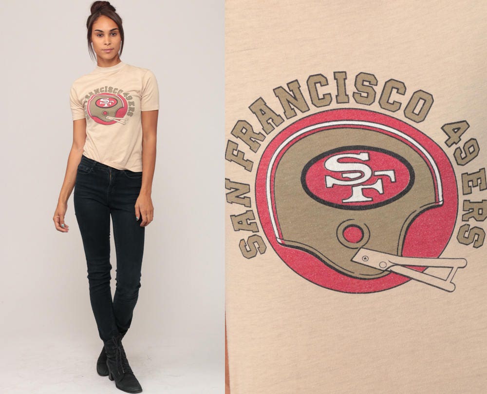 80s San Francisco 49ers Football Graphic T-Shirt Cotton Tee Extra Small