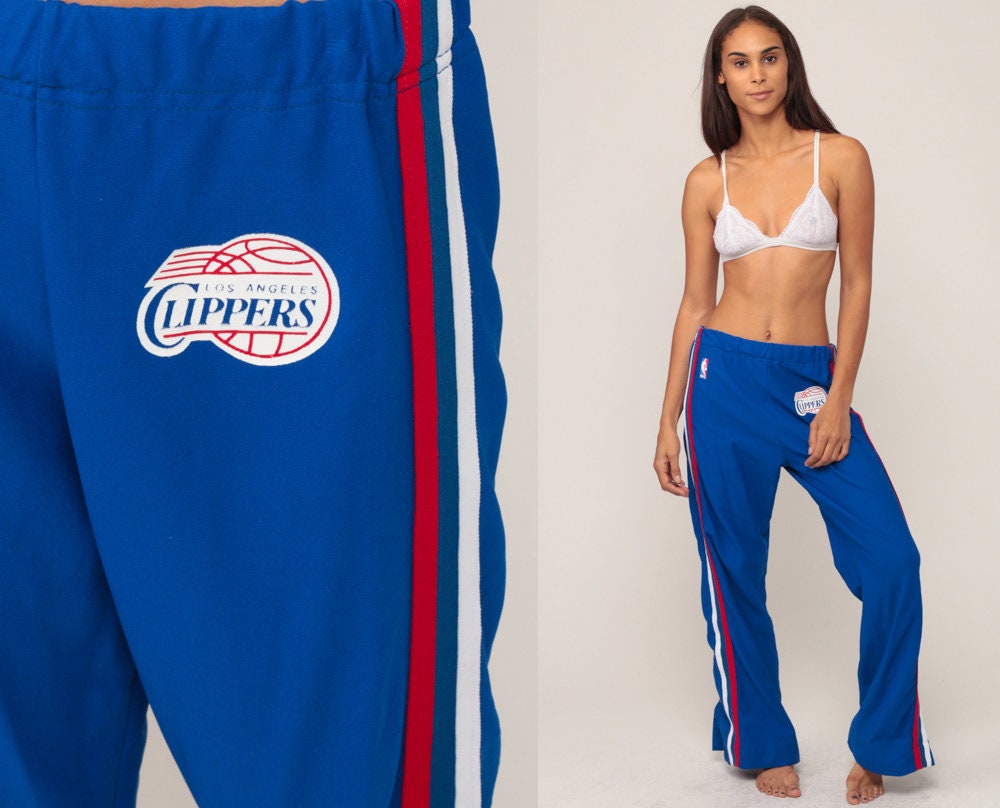 90s Los Angeles Clippers NBA Tearaway Track Pants Blue Nylon Unisex Medium Large
