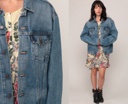 90s Levi's Denim Jacket Blue Jean Trucker Large
