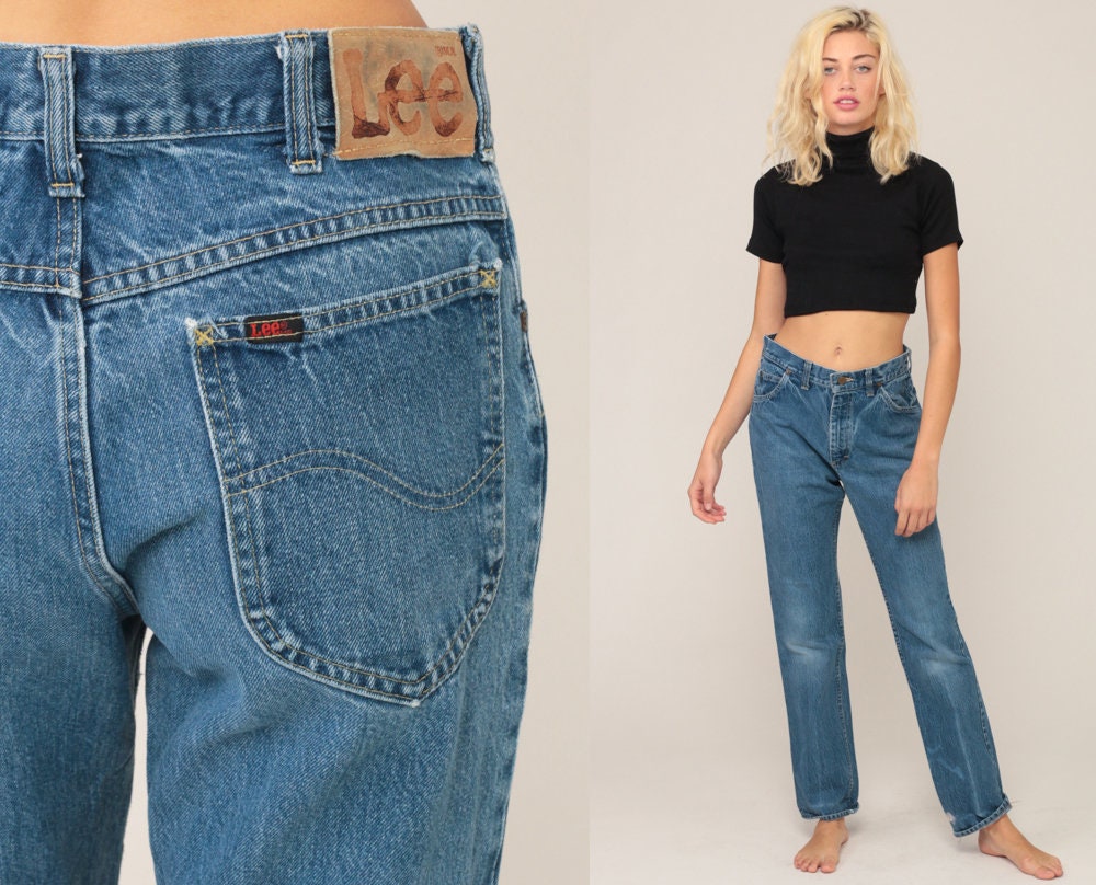 Lee High Waist Straight Leg Blue Denim Jeans 80s 90s Medium 10