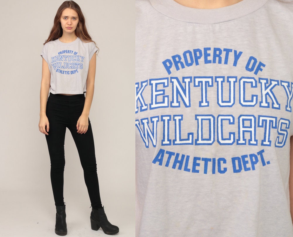 80s Kentucky Wildcats Athletic Dept Crop Top Graphic Tee Large