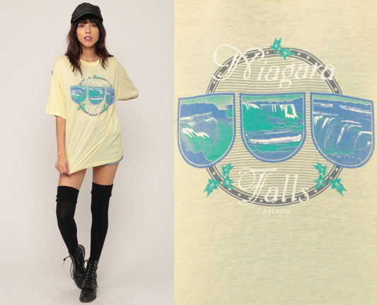 80s Niagara Falls Canada Burnout Graphic T-Shirt White Unisex Extra Large