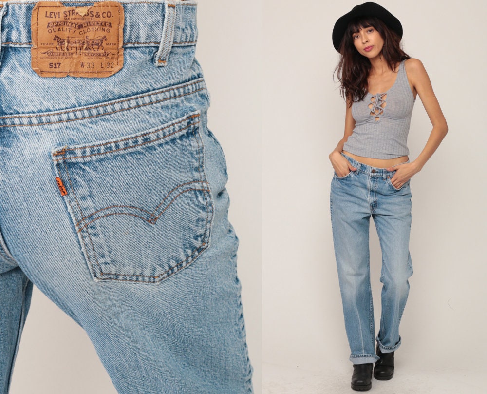 Levi's 517 80s High Waist Bootcut Jeans Blue Denim Large 12