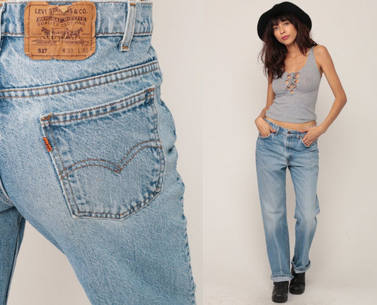 Levi's 517 80s High Waist Bootcut Jeans Blue Denim Large 12
