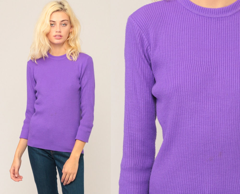 70s Purple Acrylic Knit Pullover Sweater Jumper Extra Large XL