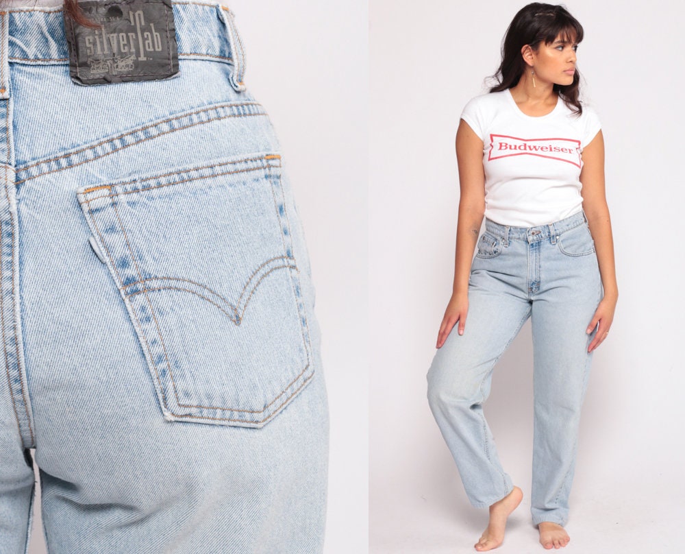 Levis Silvertab High Waist Mom Jeans Light Blue Denim 90s Medium 10
