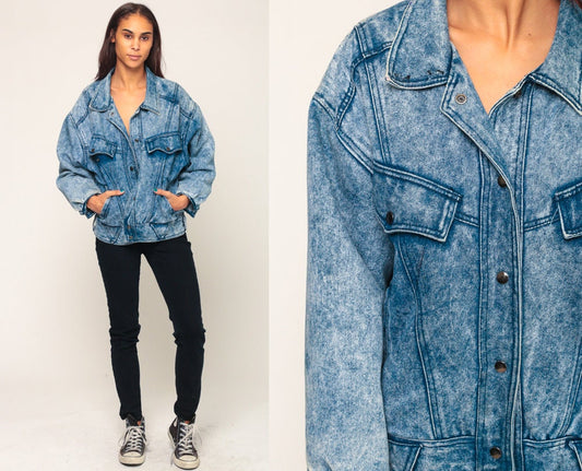 80s Sergio Valente Acid Wash Denim Jacket Blue Trucker Large