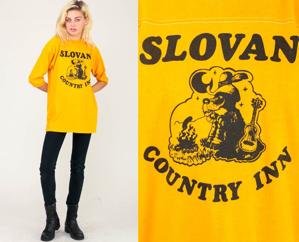 80s Slovan Country Inn Wisconsin Graphic Tee Yellow Extra Large XL