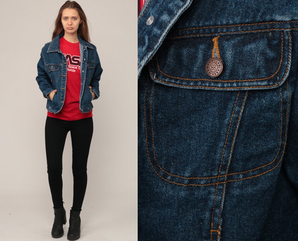90s Bill Blass Denim Jacket Blue Jean Button-Up Small Medium