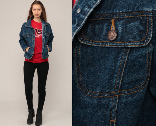 90s Bill Blass Denim Jacket Blue Jean Button-Up Small Medium