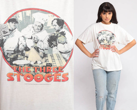80s The Three Stooges Graphic T-Shirt Comedy Television Unisex Large