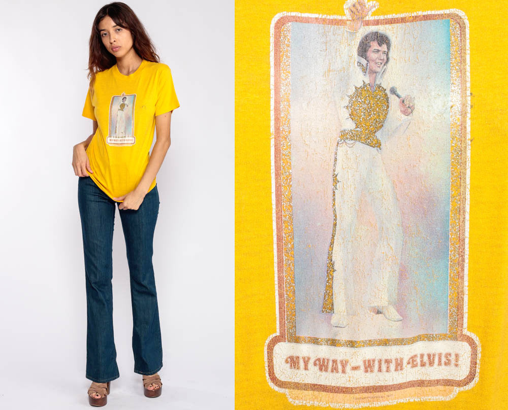 80s Elvis Presley My Way Graphic T-Shirt Cotton Unisex Extra Small