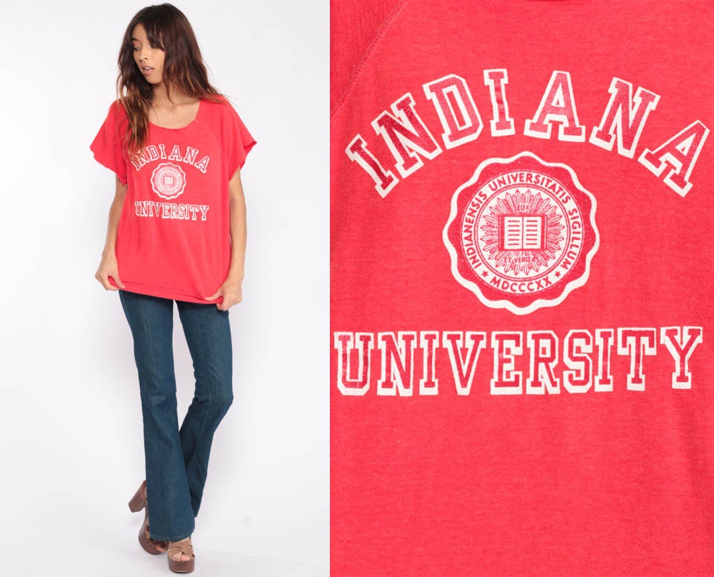 80s Indiana University Hoosiers Graphic Sweatshirt Cutoff Raglan Extra Large