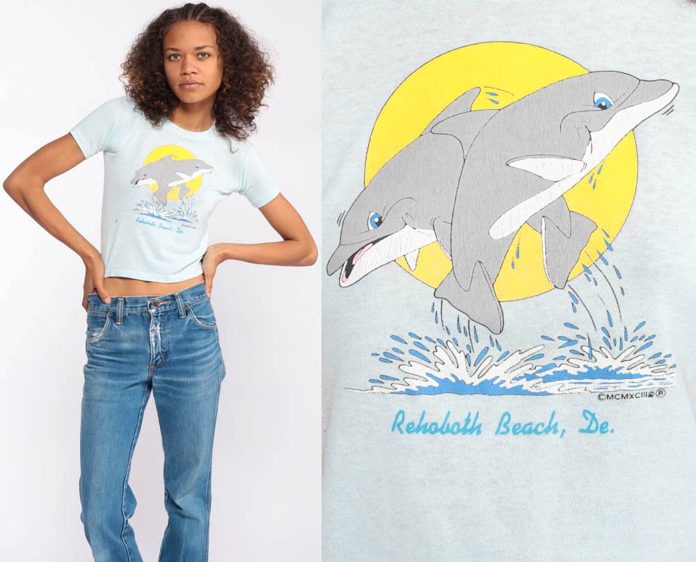 80s Dolphin Rehoboth Beach Delaware Graphic T-Shirt Extra Small