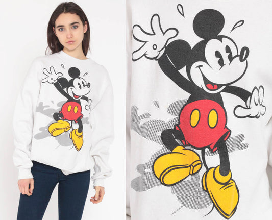 90s Mickey Mouse Disney Sweatshirt White Graphic Crewneck Medium Large