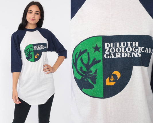 80s Duluth Zoological Gardens Ringer Tee Minnesota Graphic Small