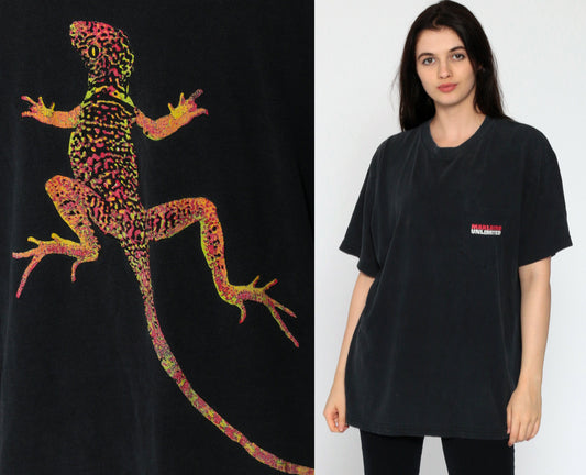 90s Marlboro Lizard Graphic T-Shirt Black Cotton Unisex Extra Large