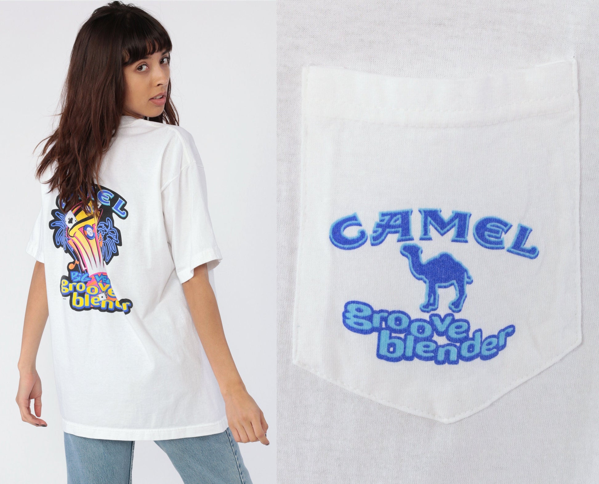 90s Camel Joe Groove Blender Las Vegas Casino T-Shirt Cotton Pocket Tee Extra Large